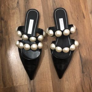 Zara pearl pointy mules